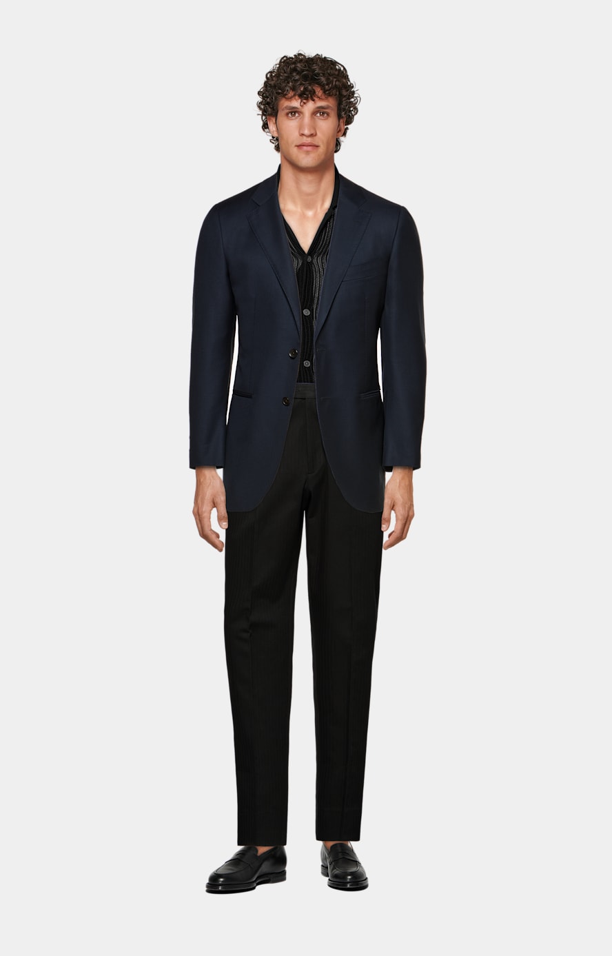 Navy blue suit: Jacket, Vest and Pants 80% wool - C4064