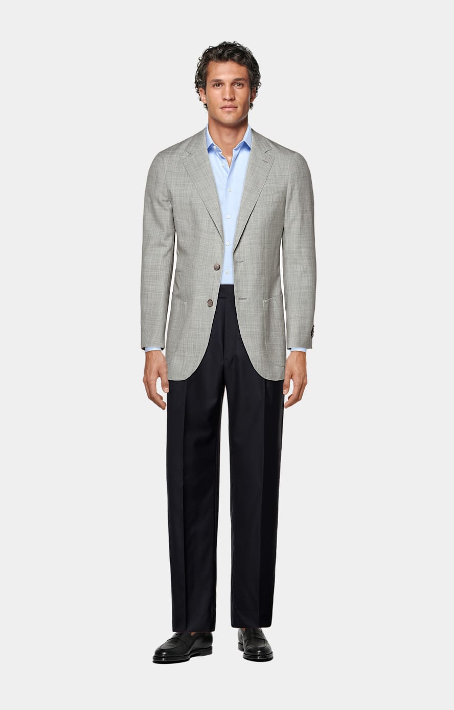 Light Blue Houndstooth Houndstooth Slim Fit Shirt in Pima Cotton