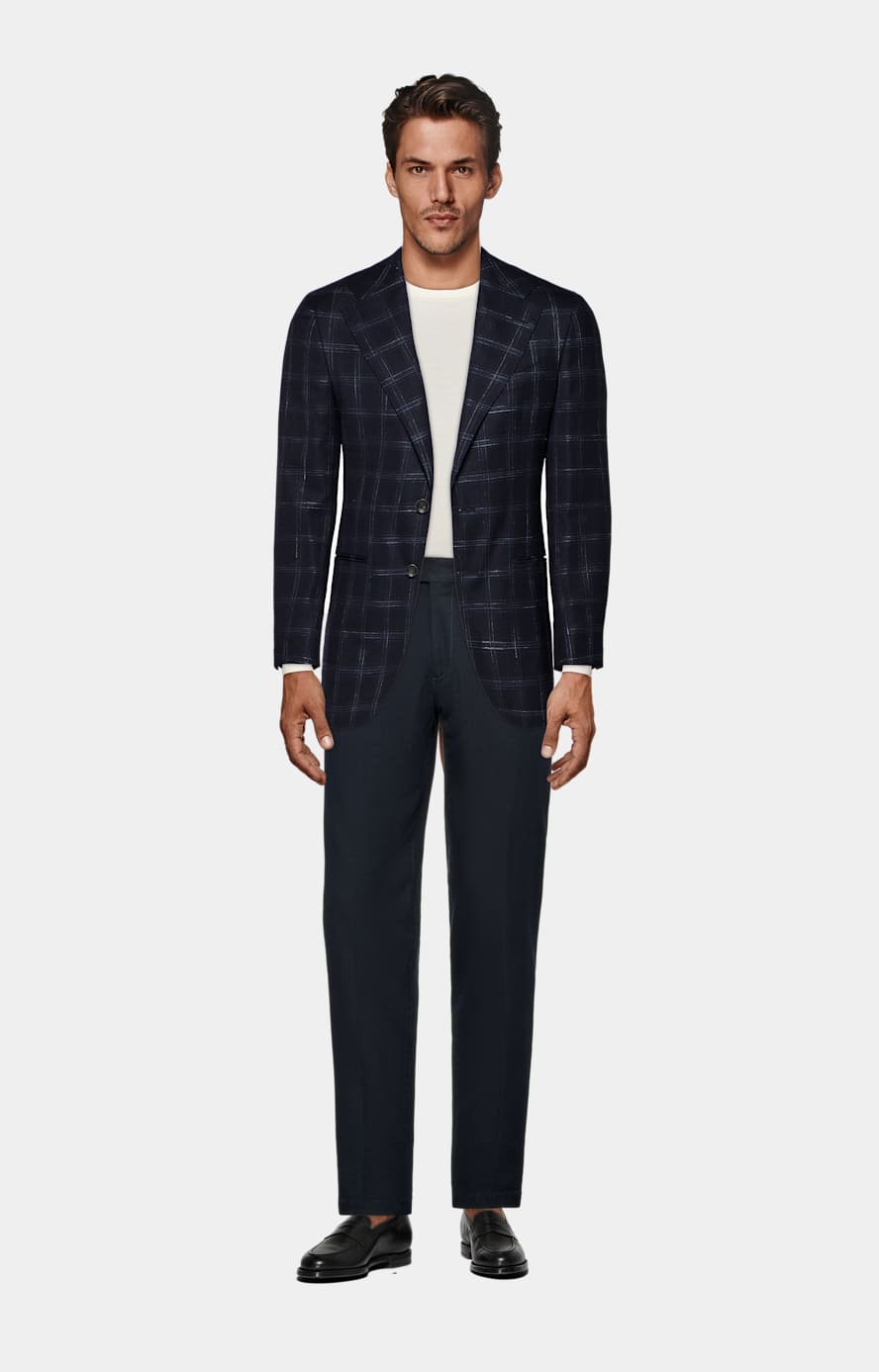 Navy Slim Leg Straight Chinos