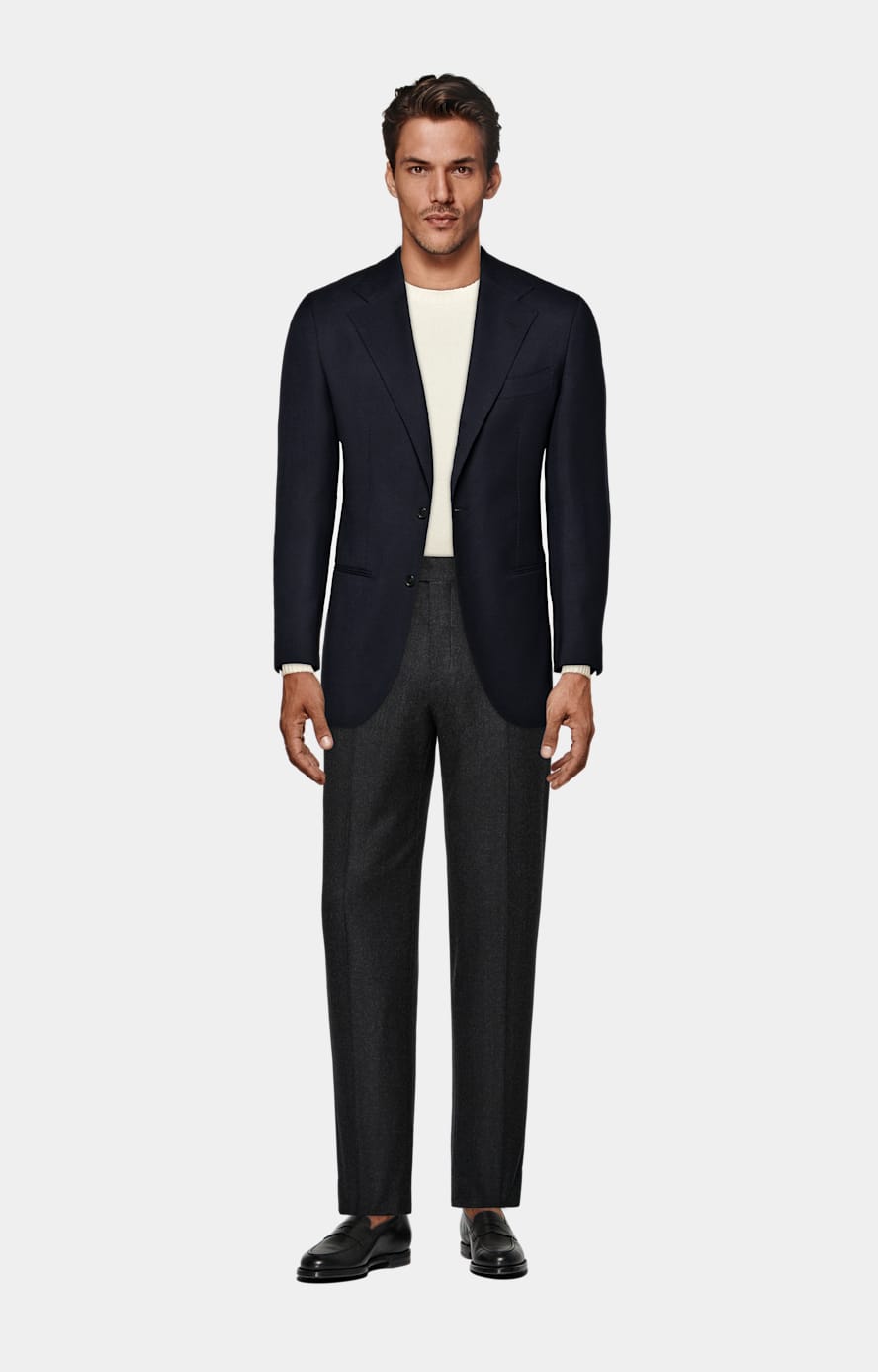 Dark Grey Straight Leg Suit Trousers
