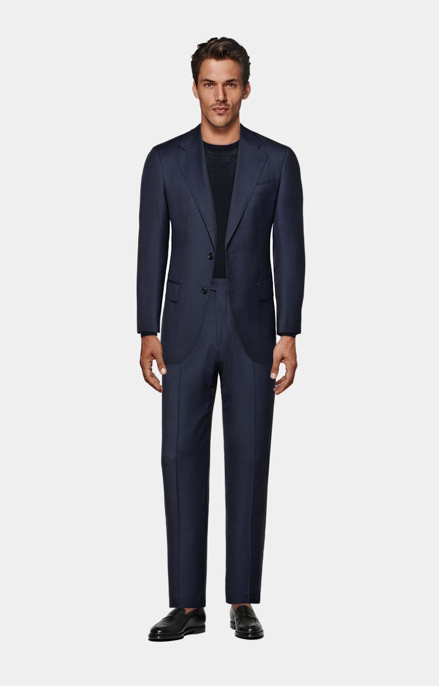 Navy Houndstooth Tailored Fit Havana Suit