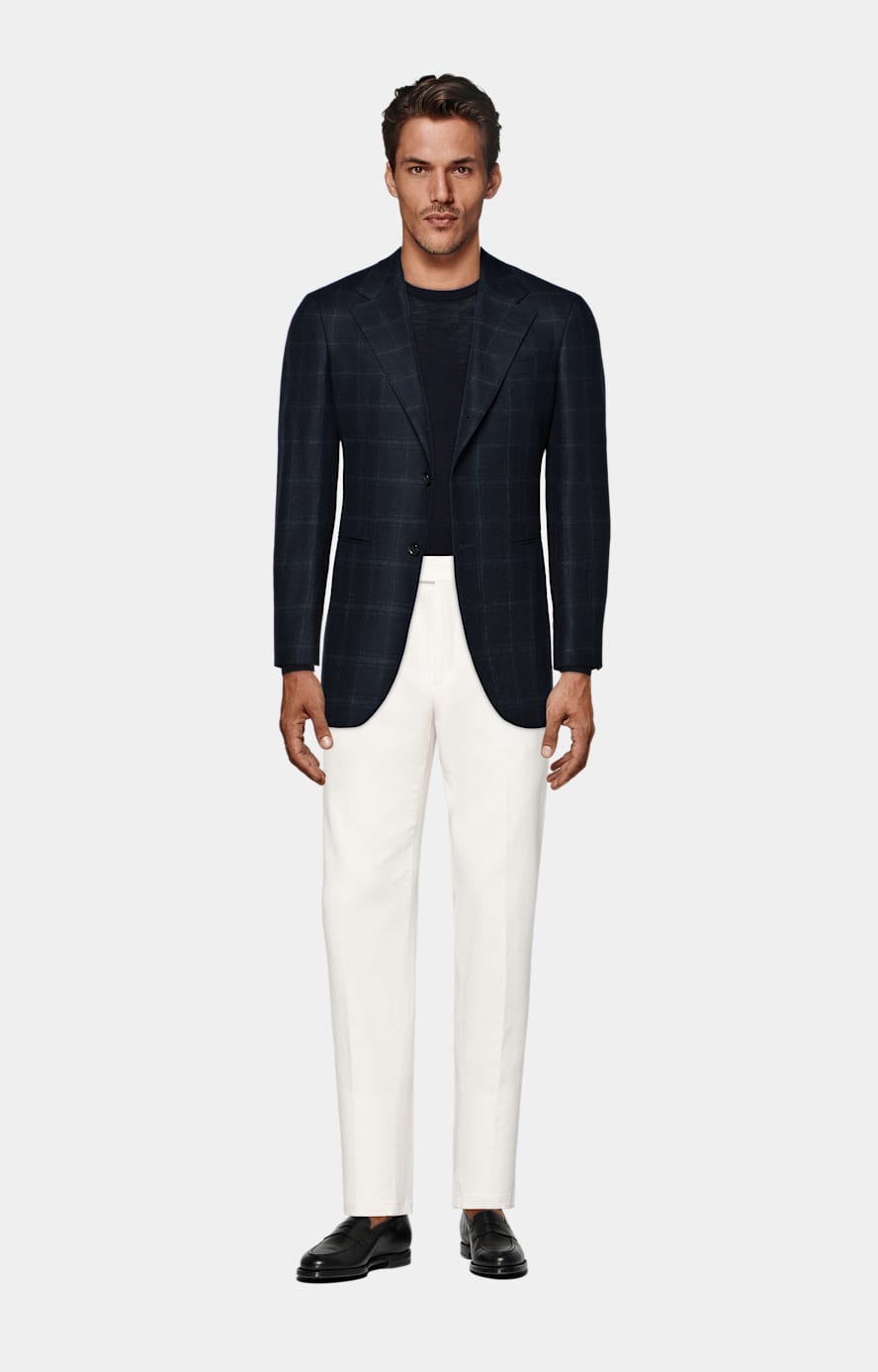 Giacca Havana navy a quadri tailored fit