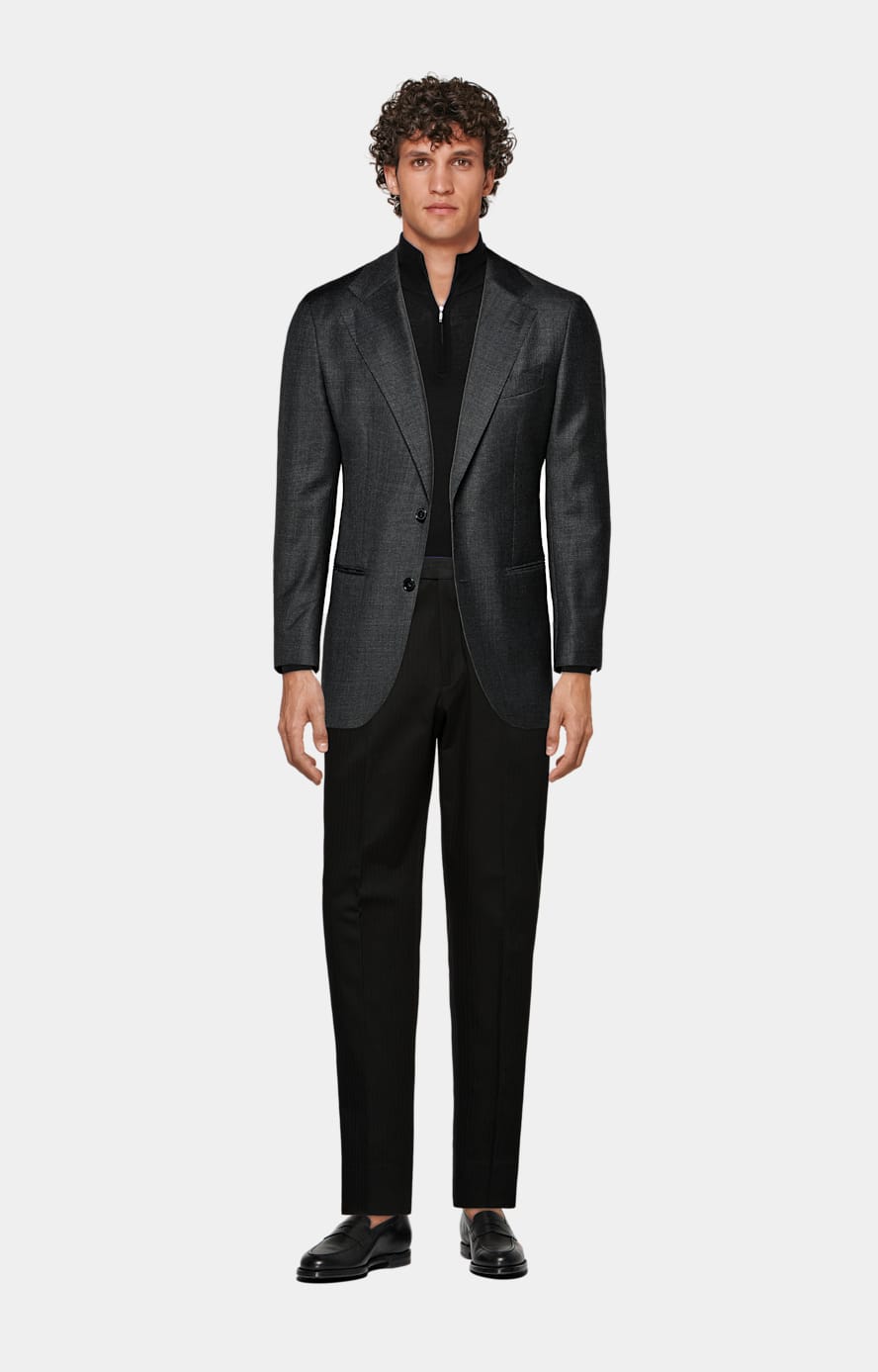Dark Grey Tailored Fit Havana Suit Jacket