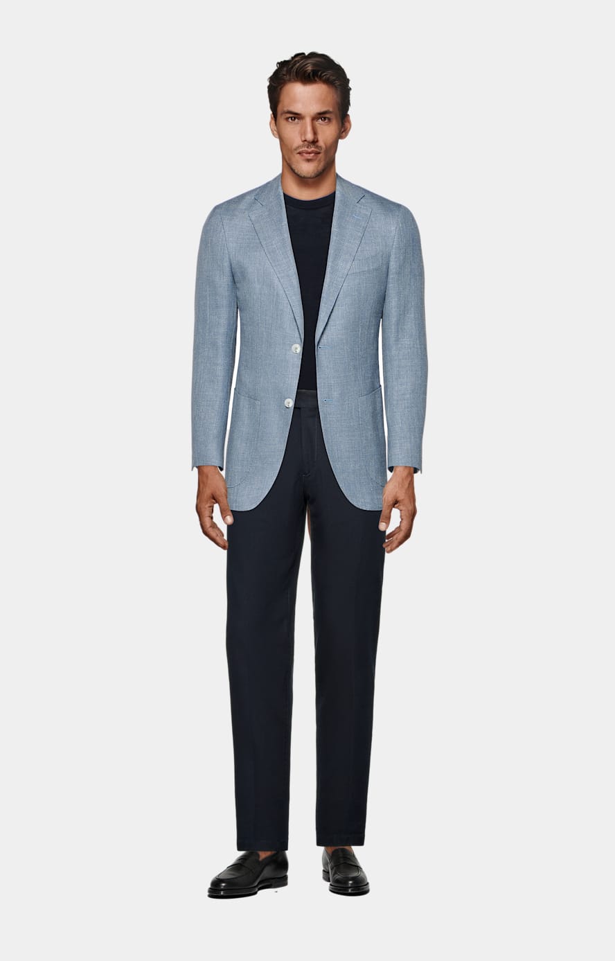 Navy Slim Leg Straight Chinos