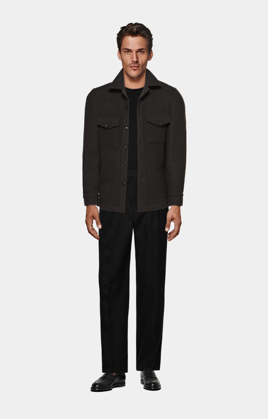 Dark Brown William Shirt-Jacket in Pure Casentino Wool