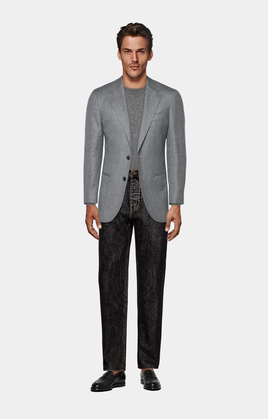 Mid Grey Tailored Fit Havana Suit Jacket