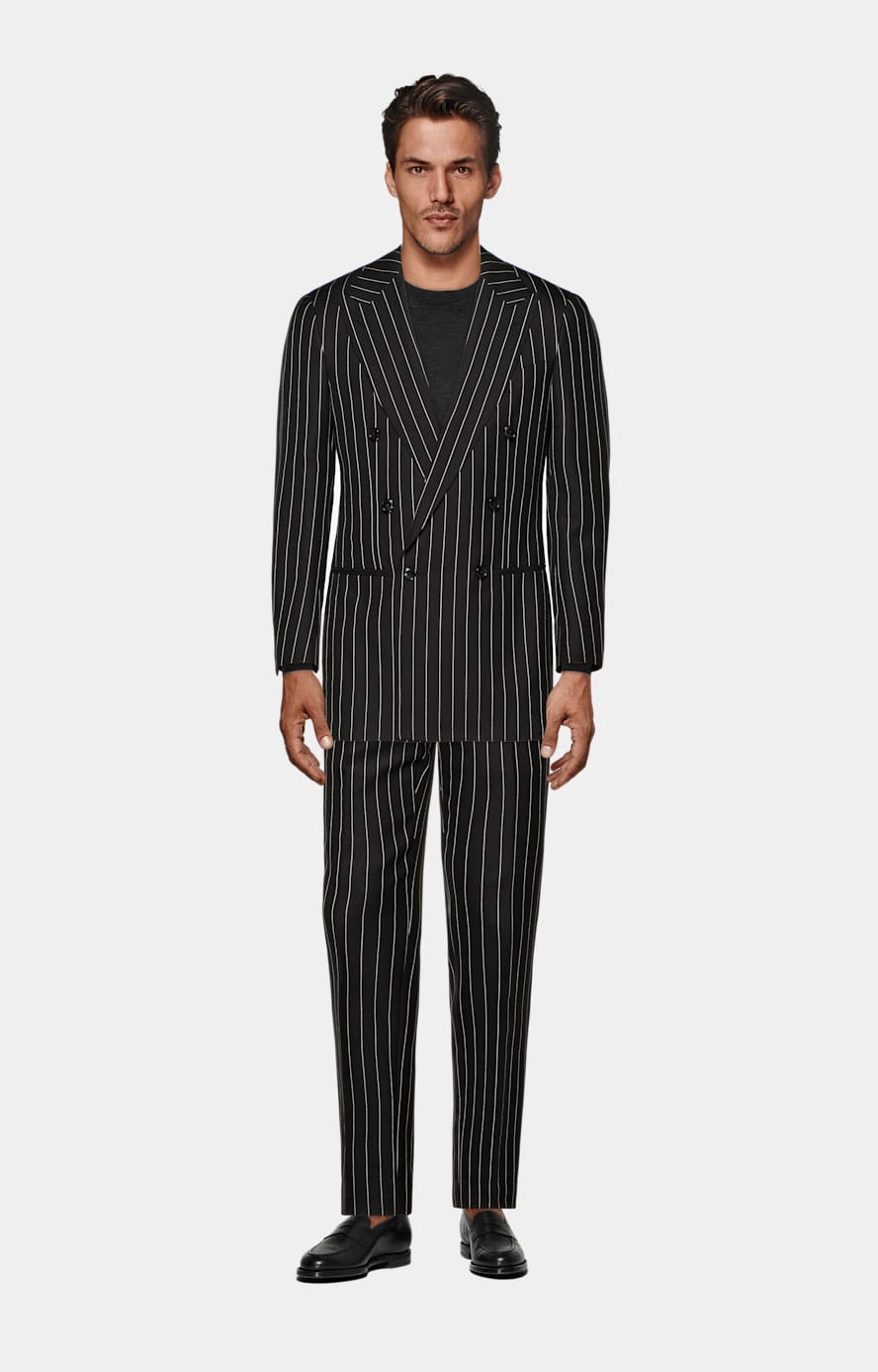 Costume Havana coupe Tailored marron foncé à rayures