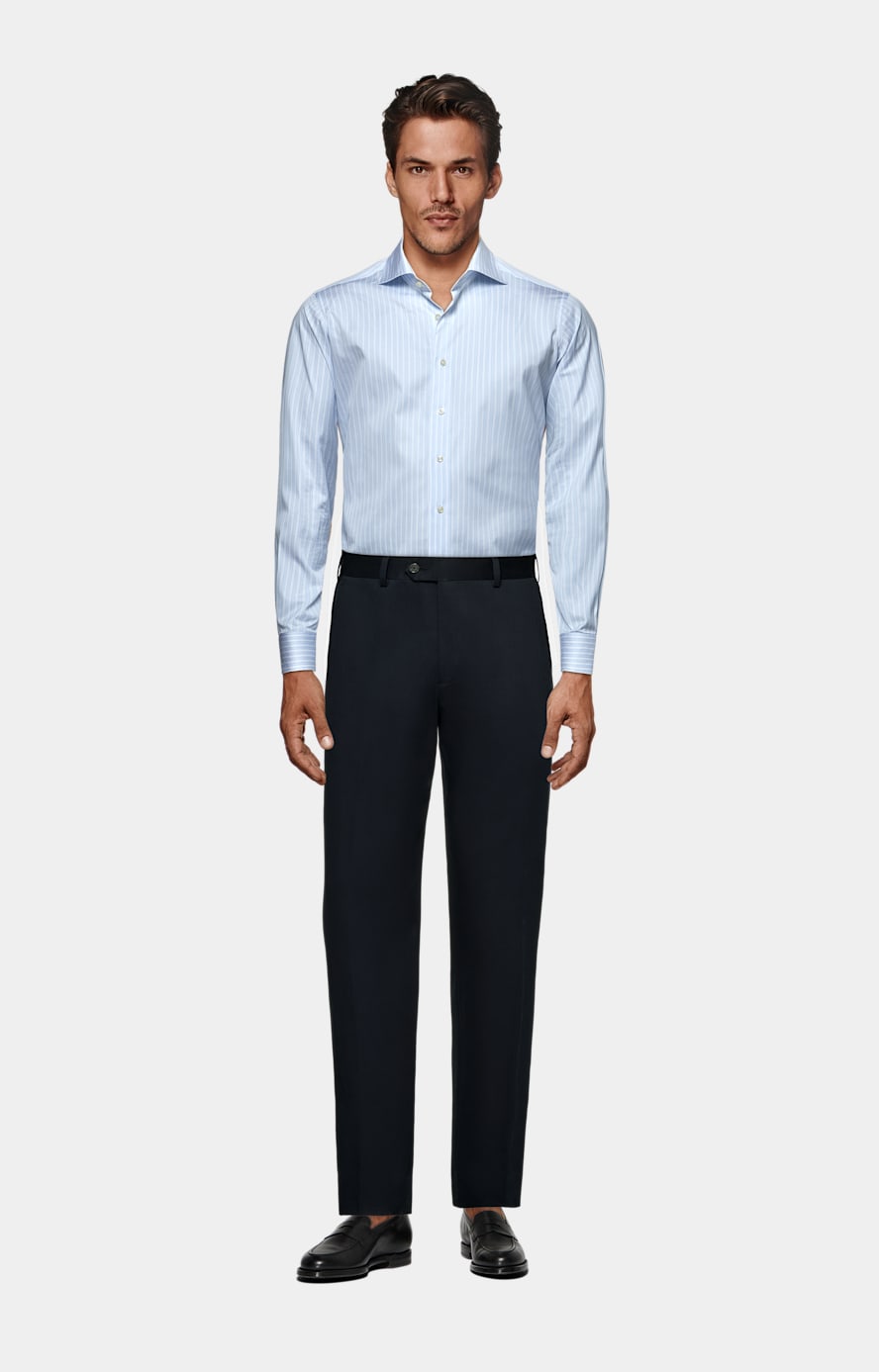Navy Straight Leg Trousers