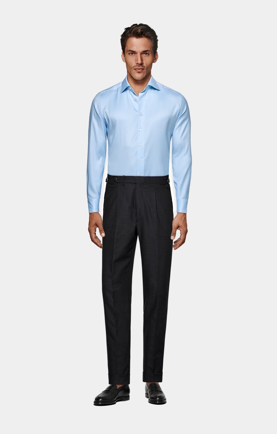 Dark Grey Slim Leg Tapered Trousers