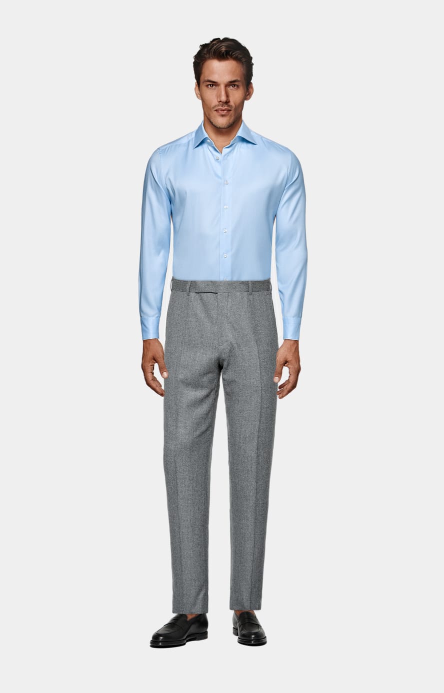 Light Blue Twill Tailored Fit Shirt