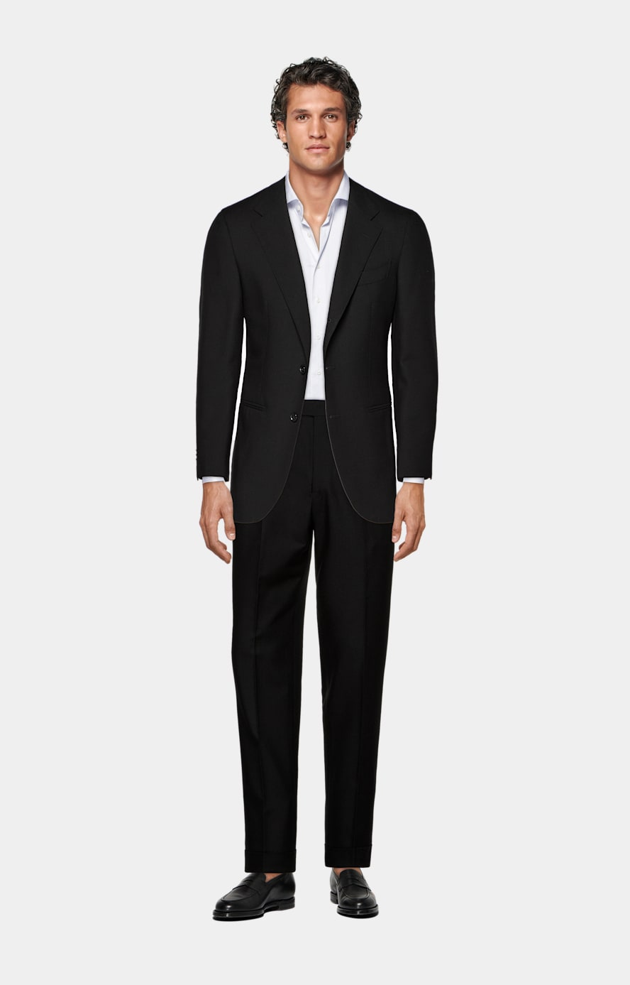 Black tailored fit suit sale
