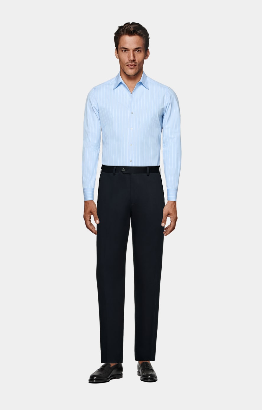Camicia azzurra a righe tailored fit