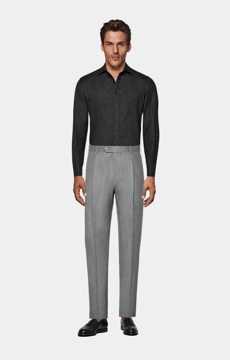 Dark Grey Tailored Fit Shirt