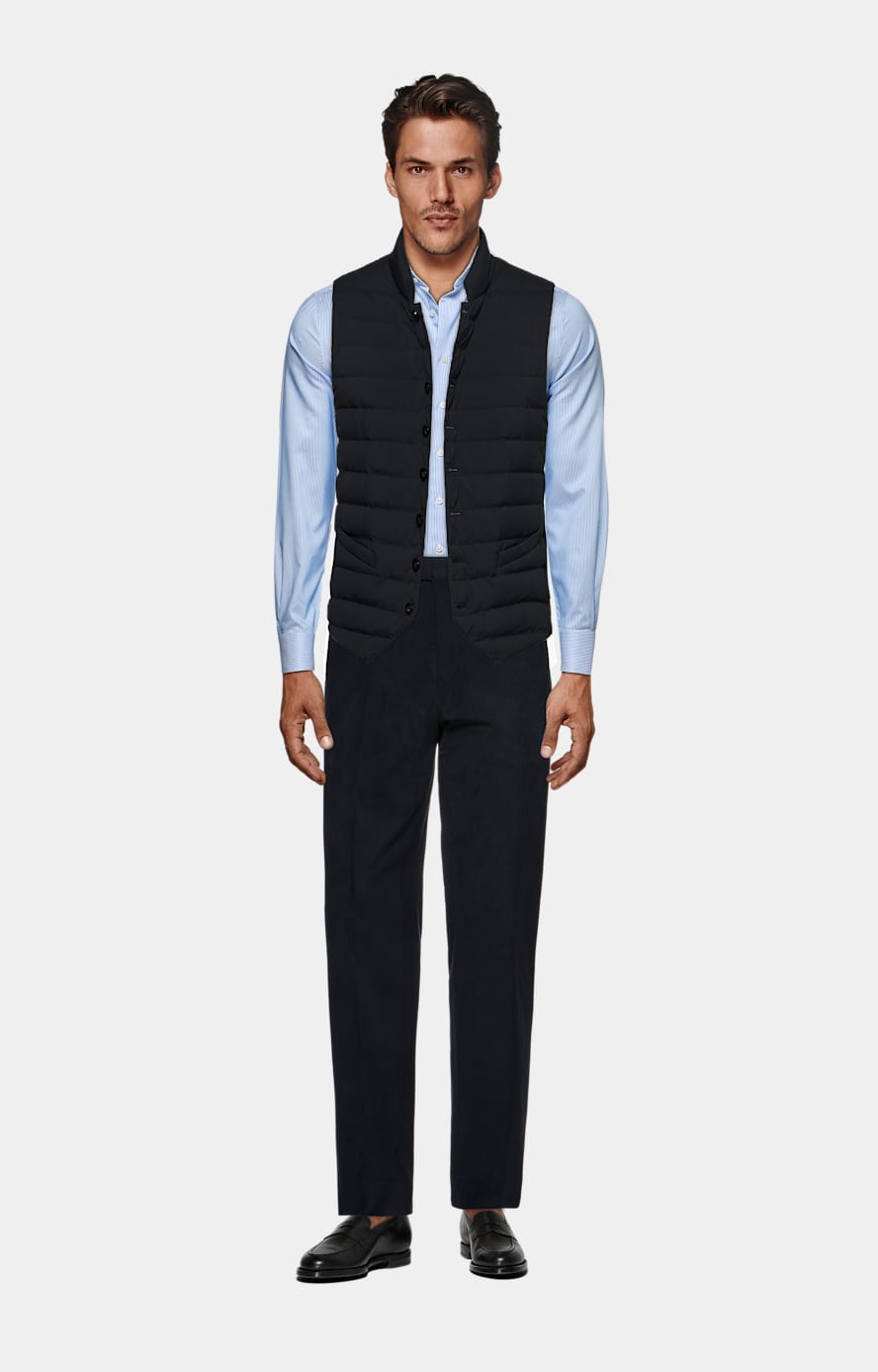 Mid Blue Striped Twill Extra Slim Fit Shirt