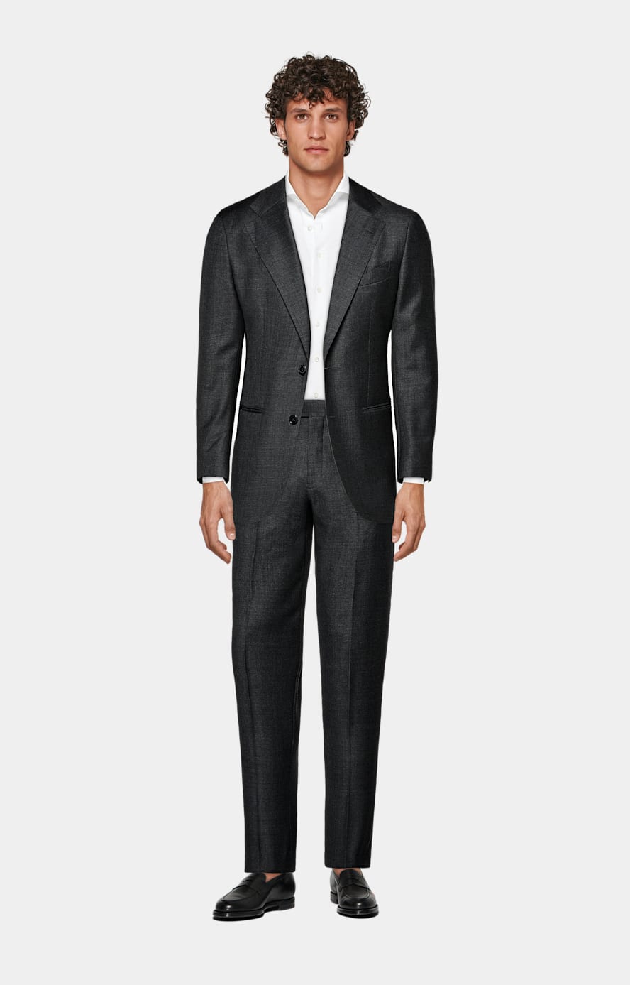 Brescia mörkgrå kostymbyxor i slim leg straight-modell