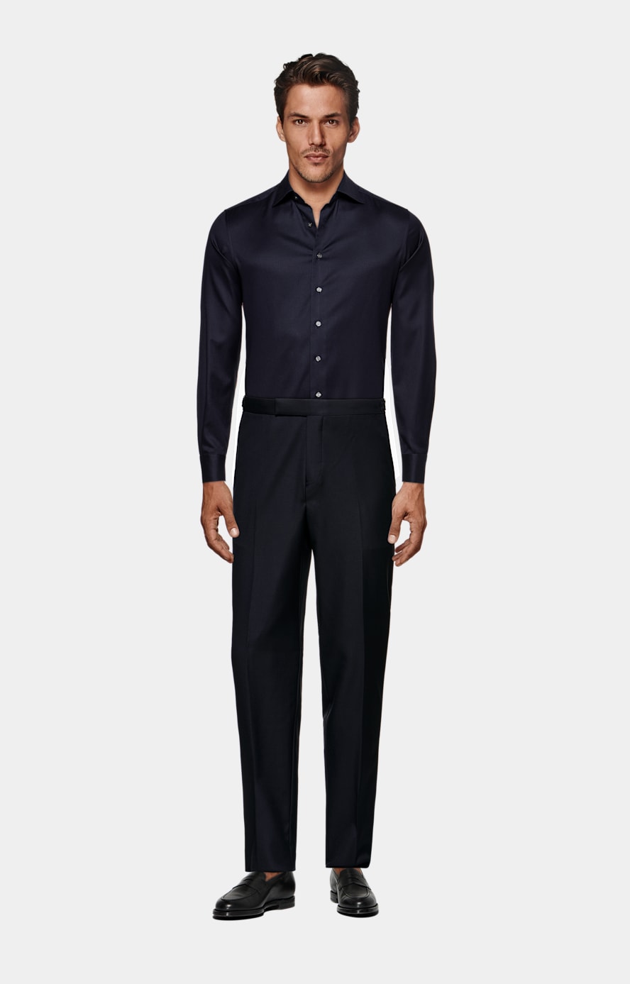 Pantalon de smoking Slim Leg Straight bleu marine
