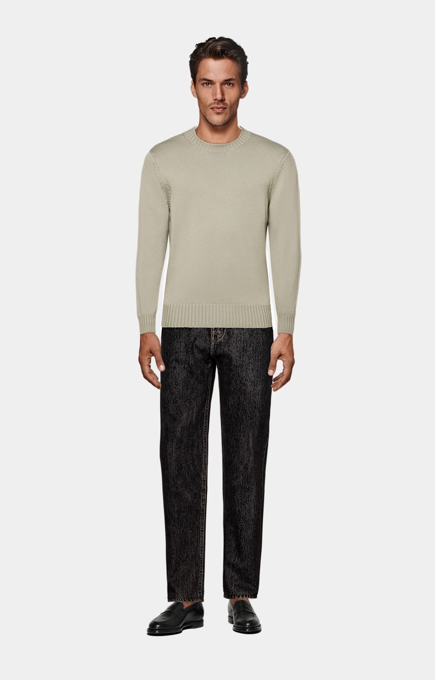 Mid Green Merino Crewneck
