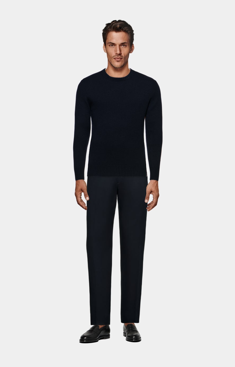 Navy Straight Leg Trousers