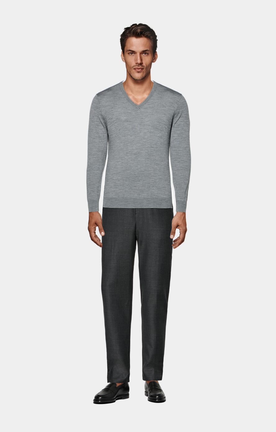 Grey Merino V-Neck