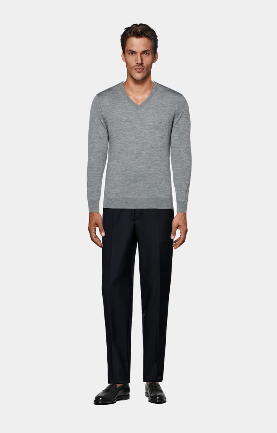 Grey Merino V-Neck