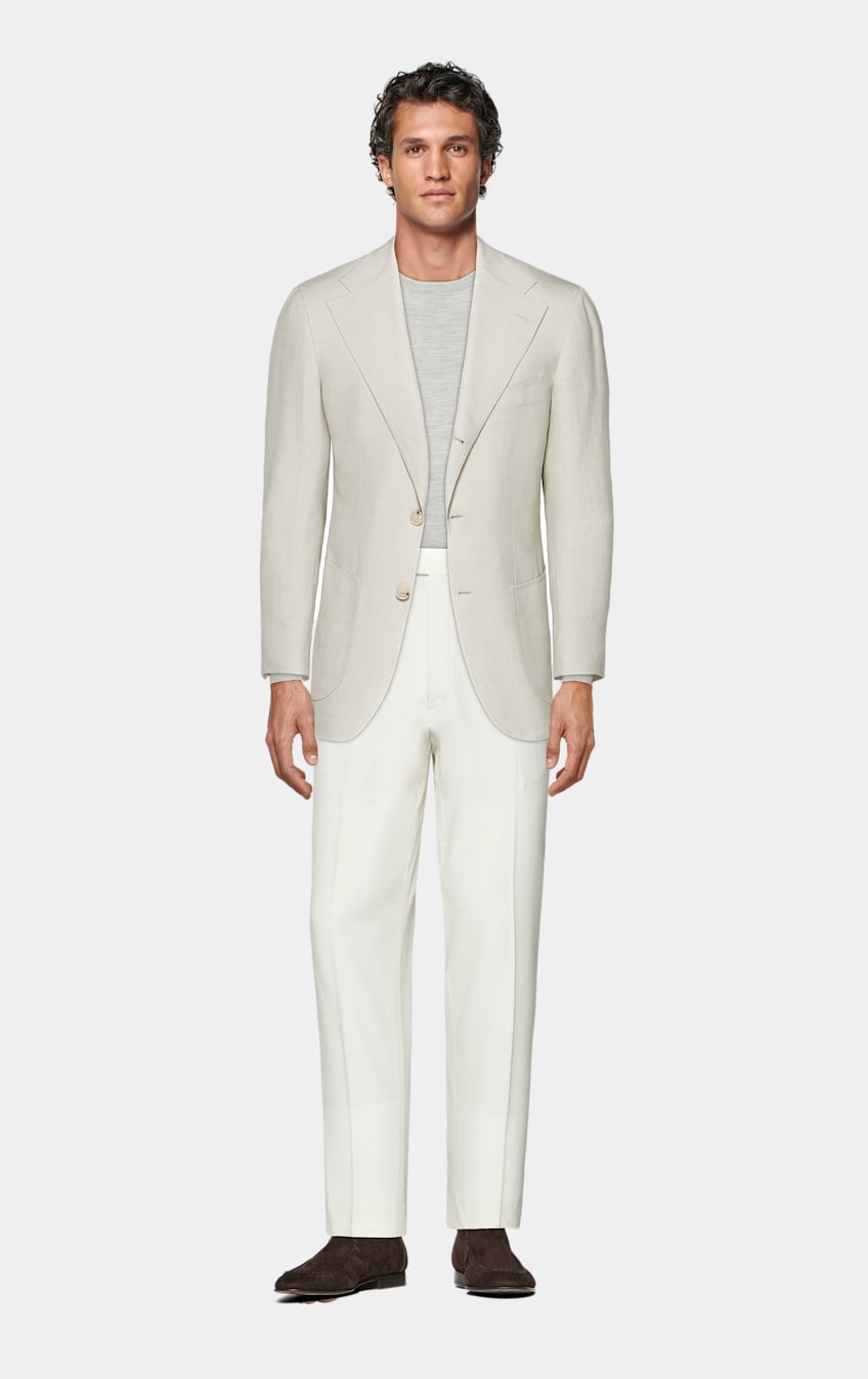 Sand Roma Blazer in Wool Silk Linen SUITSUPPLY The Netherlands