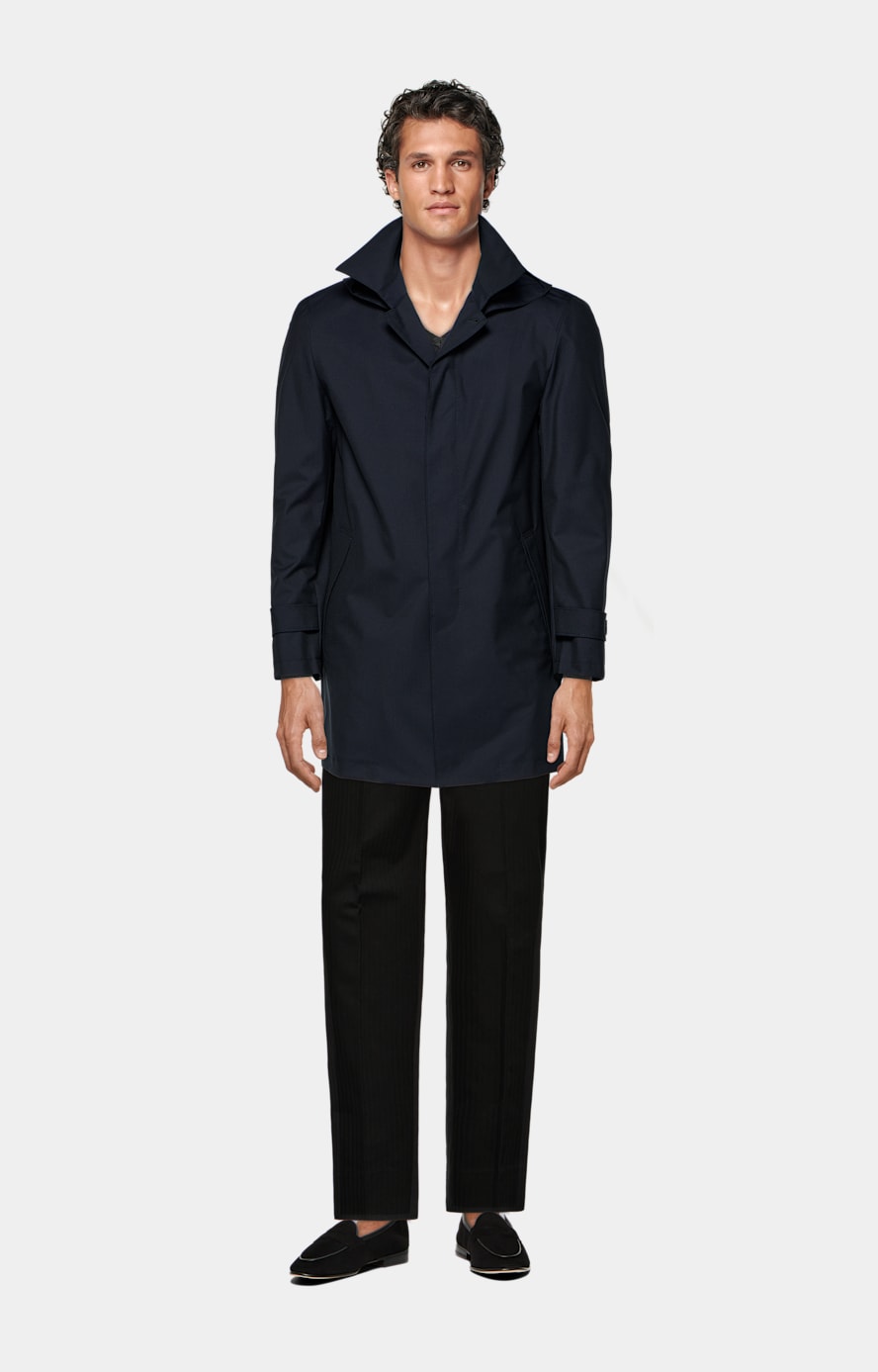 Navy blue raincoat top