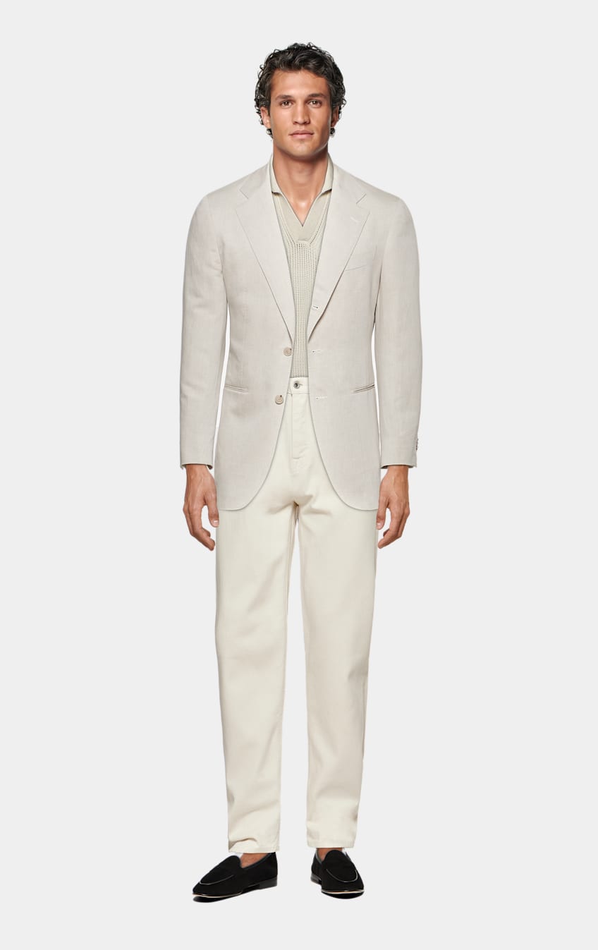Sand linen best sale jacket