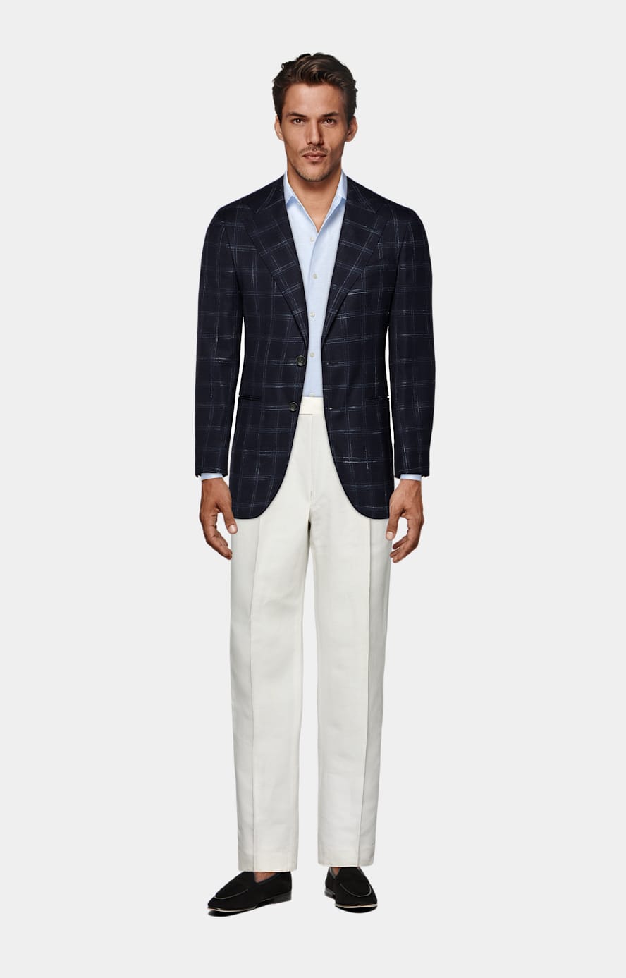 Giacca Havana navy a quadri tailored fit