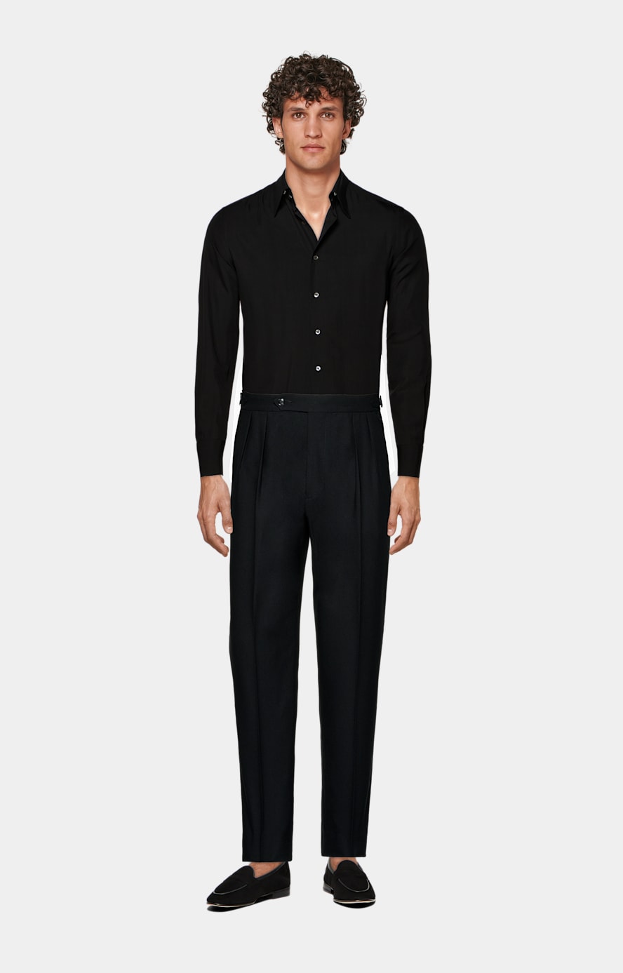 Black Wide Leg Tapered Mira Trousers