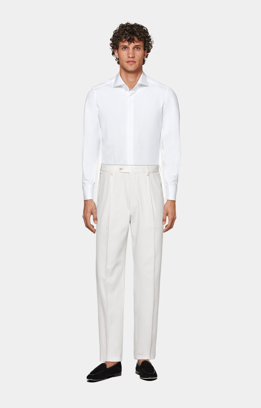 Camisa de esmoquin blanca de sarga corte Tailored