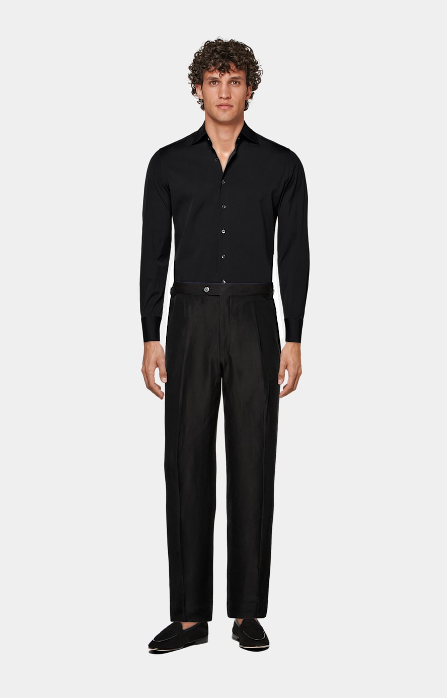 Black Poplin Tailored Fit Shirt