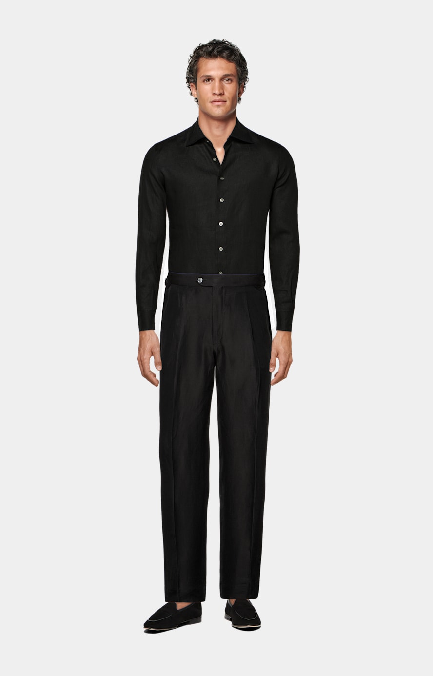 Black slim fit shirt online shop