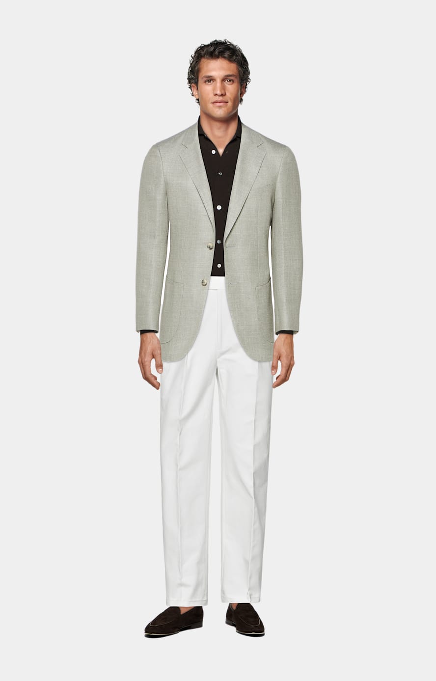 Dark Brown Long Sleeve Polo Cardigan in Californian Cotton & Mulberry ...
