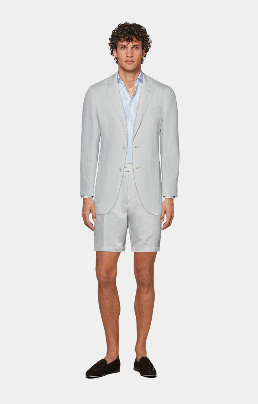 Pantalones cortos Firenze gris claro plisados