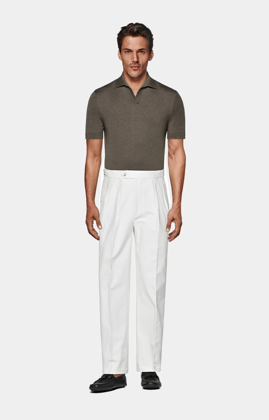 Taupe Buttonless Polo