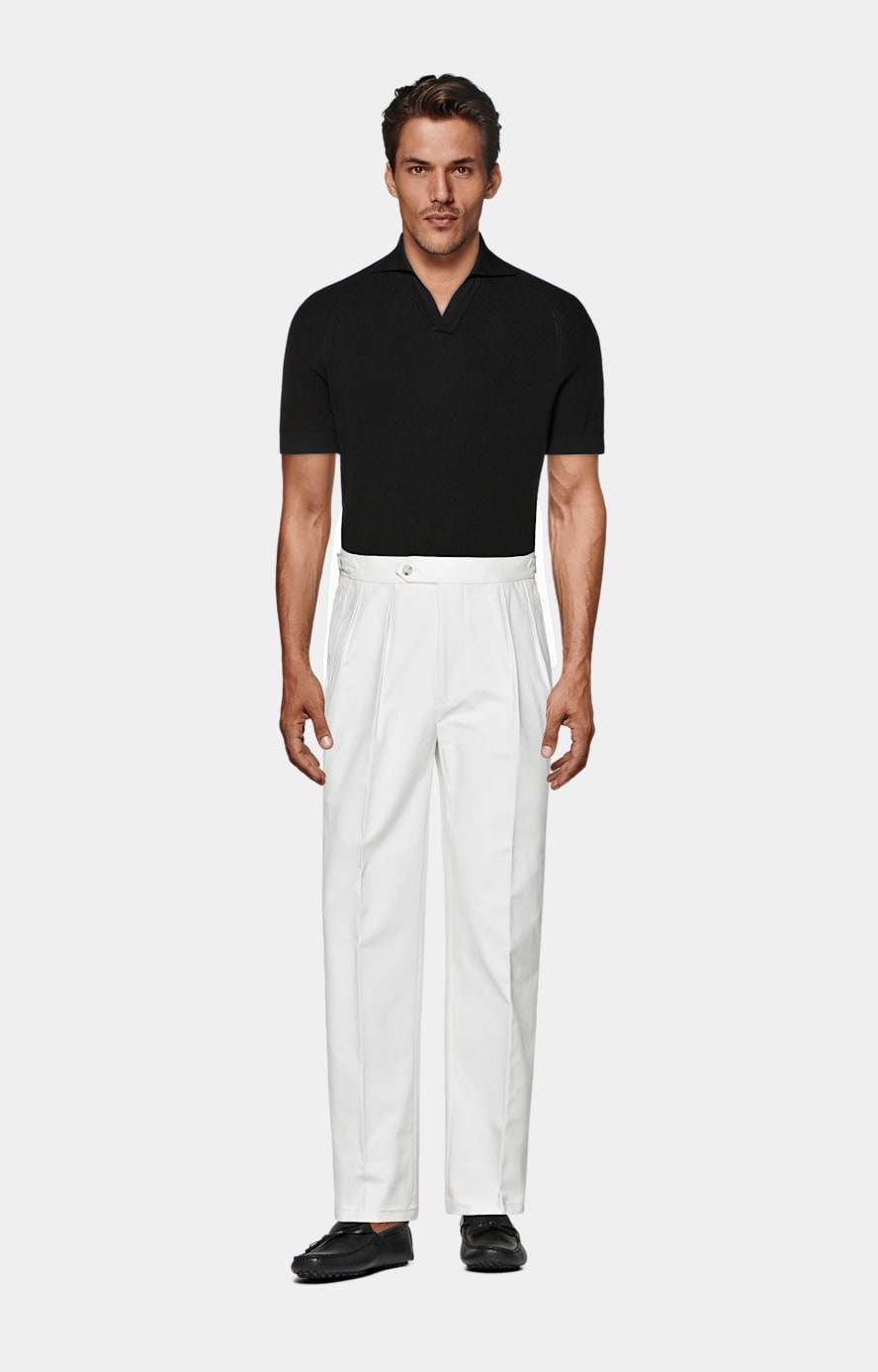 Off-White Wide Leg Tapered Trousers