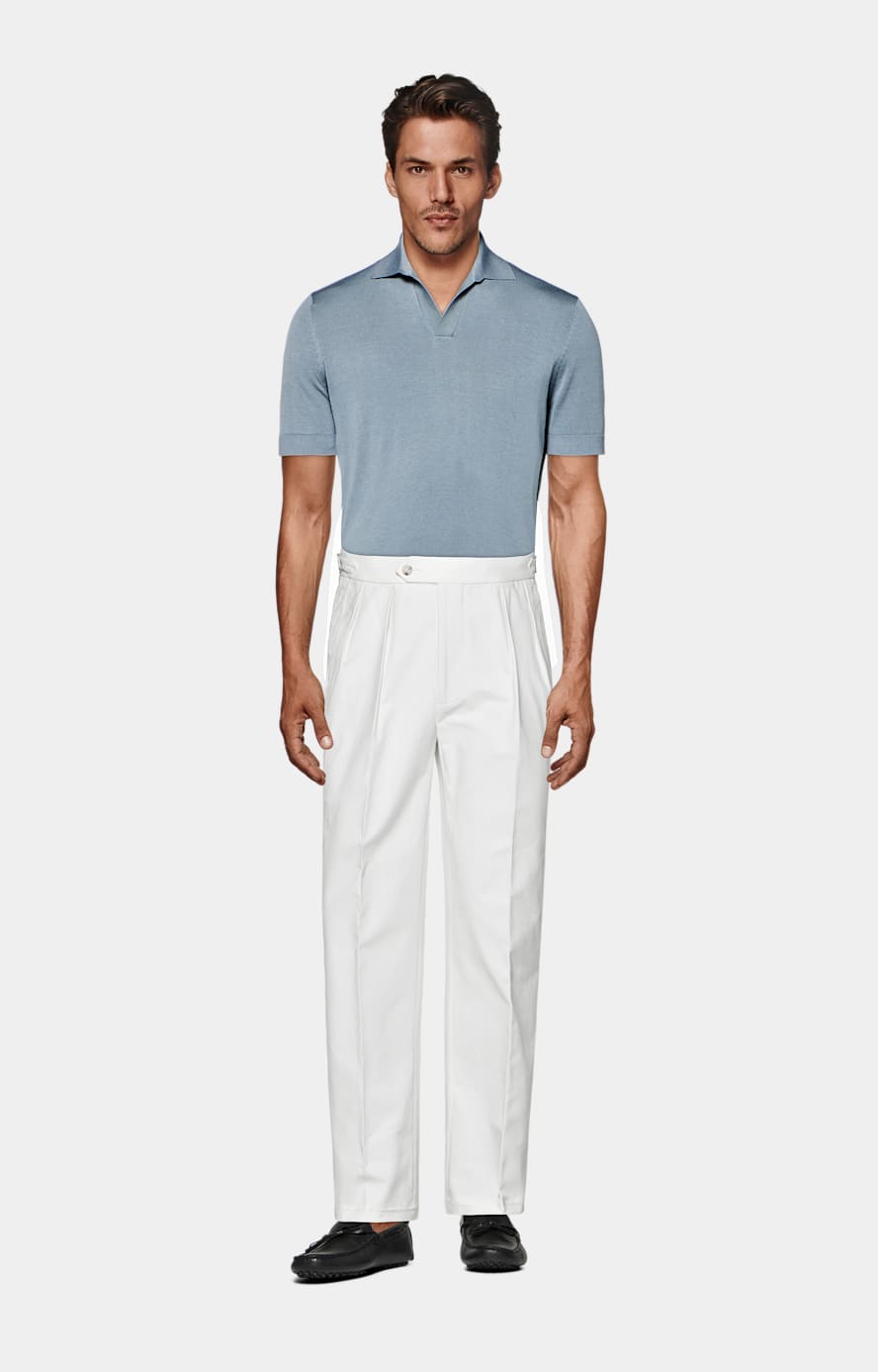 Off-White Wide Leg Tapered Trousers