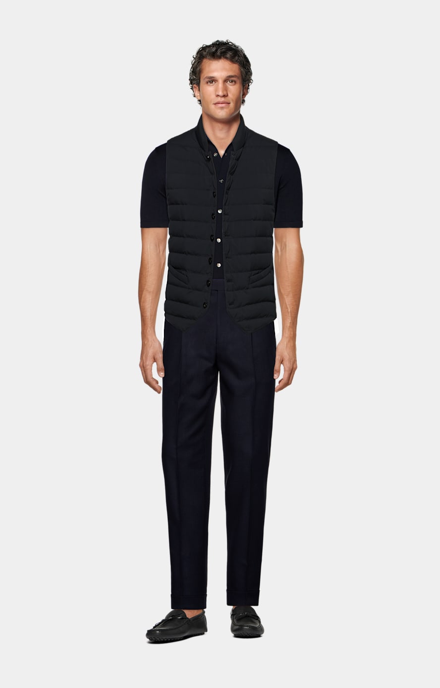 Doudoune sans manches bleu marine en Tissu technique | SUITSUPPLY France