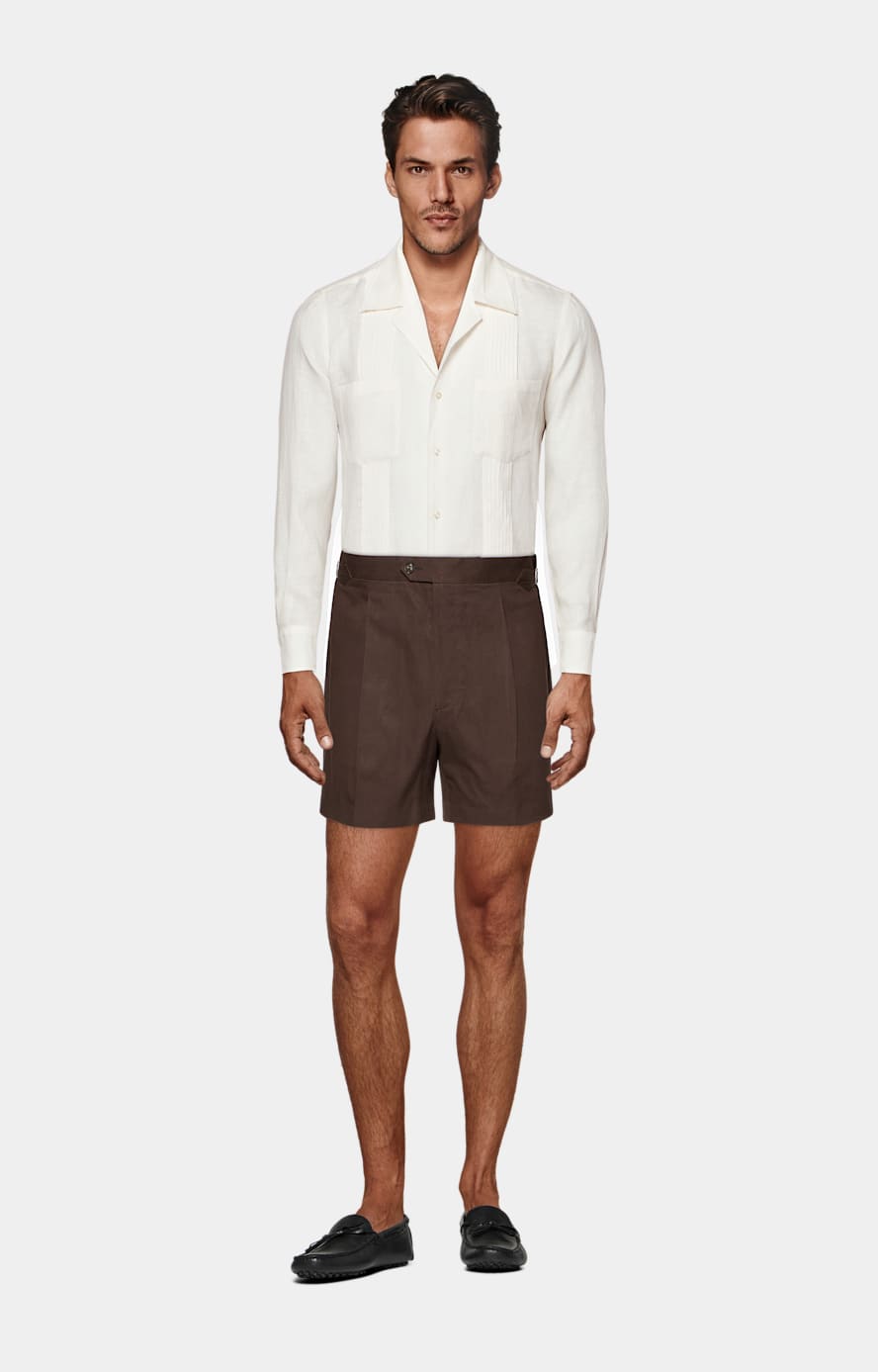 White Patch Pocket Pleated Slim Fit Shirt