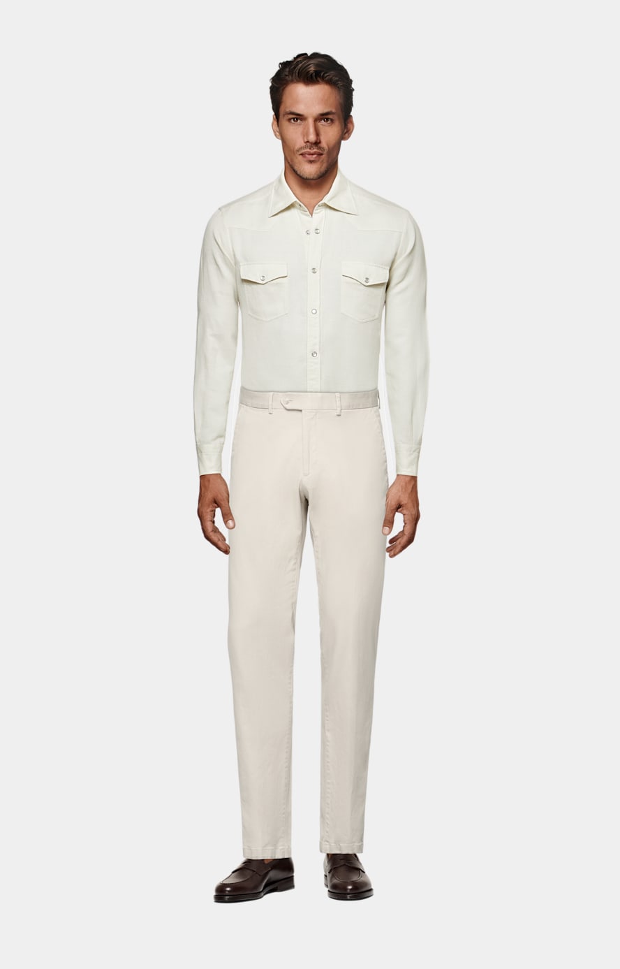 Sand Slim Leg Straight Chinos in Stretch Cotton | SUITSUPPLY ...
