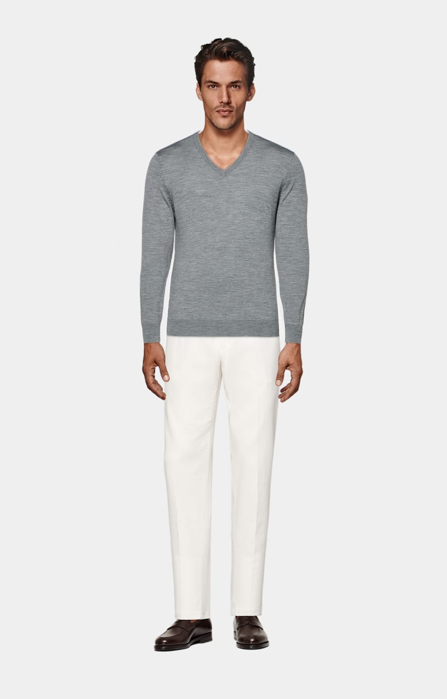 Grey Merino V-Neck