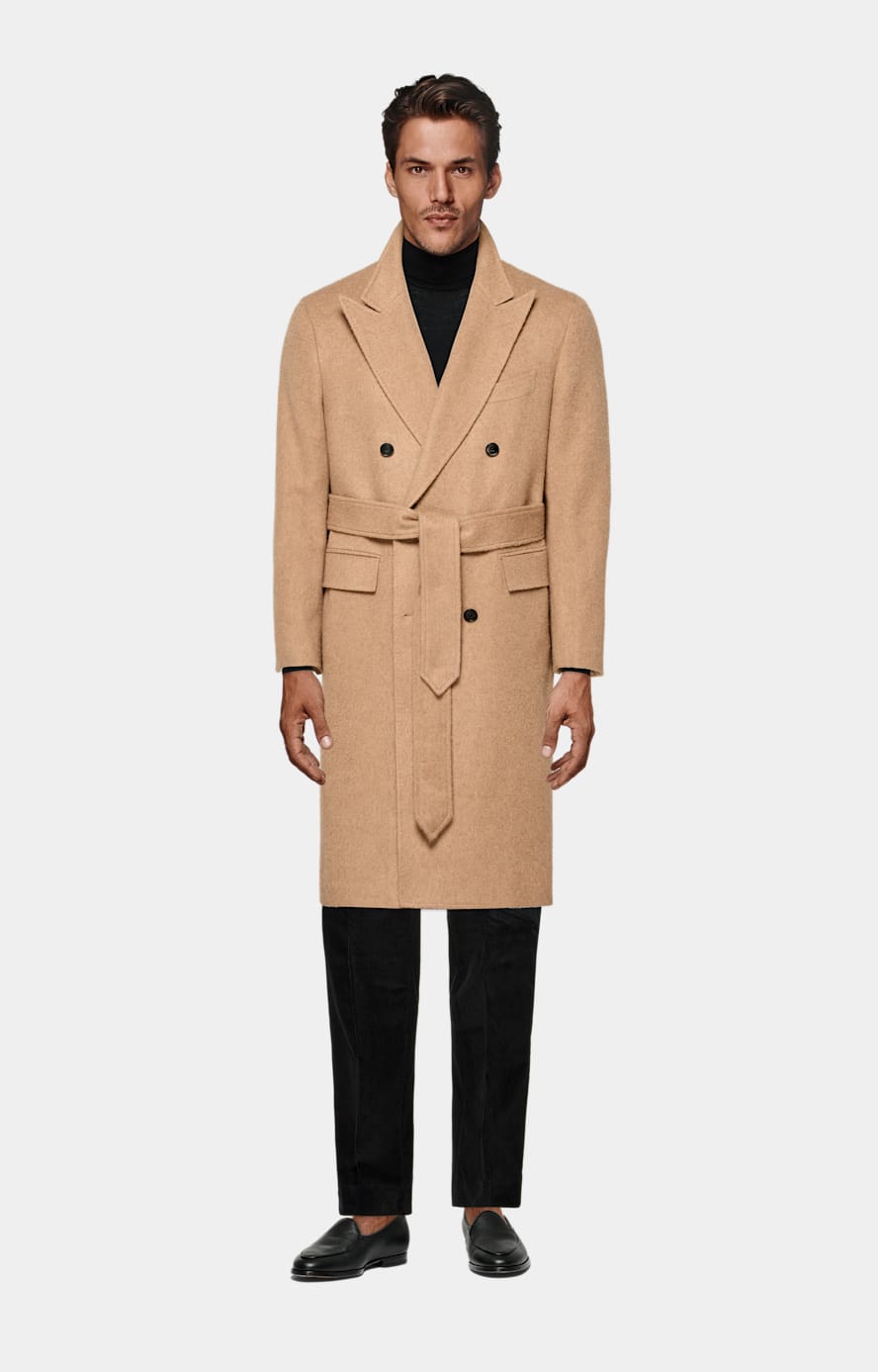 Mid Brown Belted Overcoat