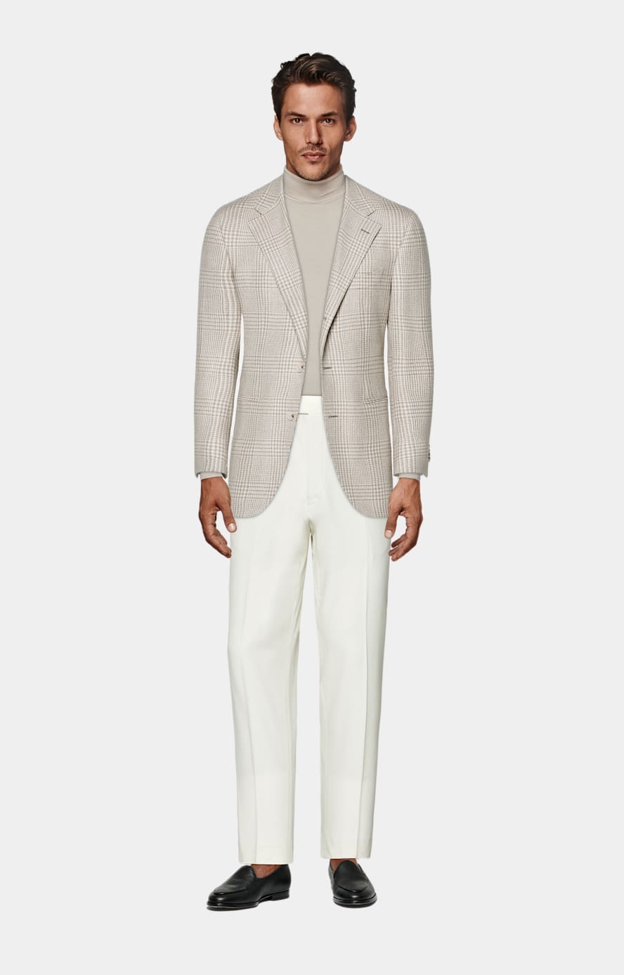 Giacca Roma color sabbia a quadri relaxed fit