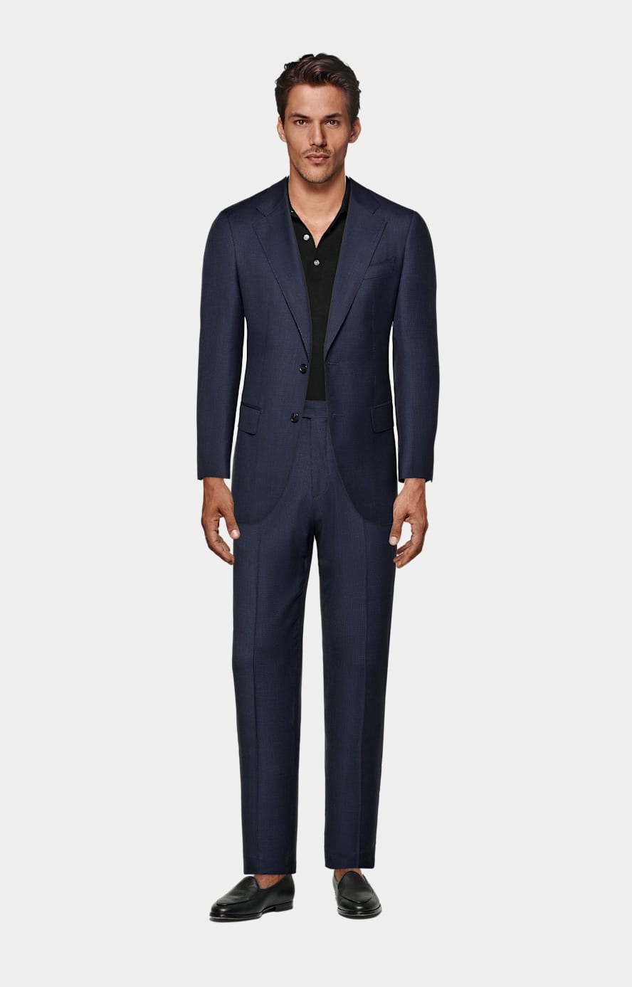 Navy Houndstooth Tailored Fit Havana Suit