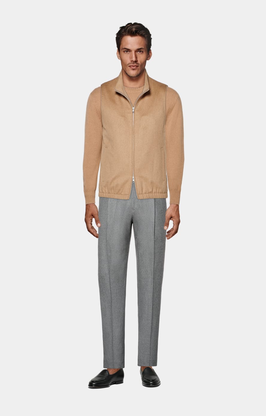 Mid Brown Zip Vest