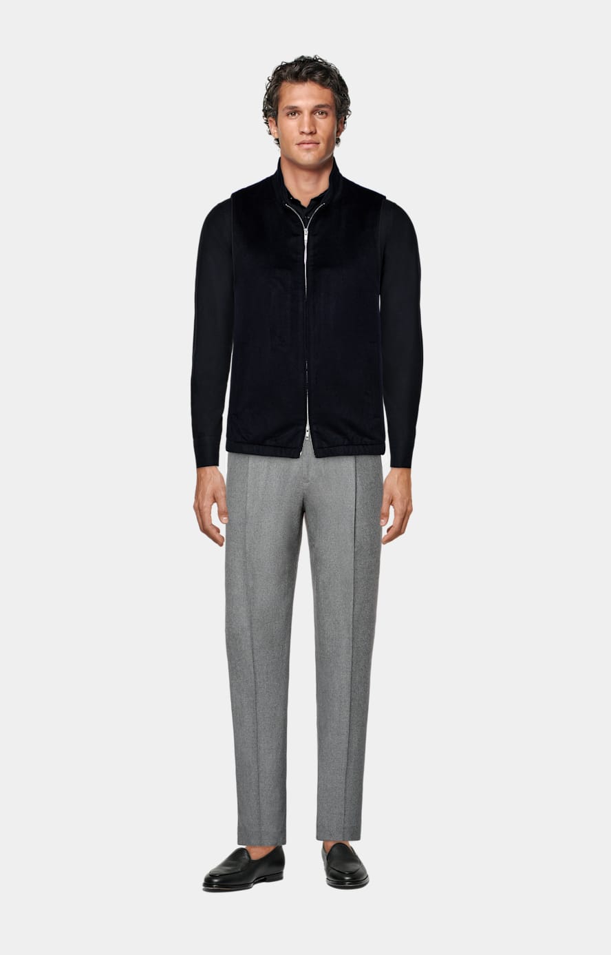 Navy Tailored Fit Shirt in Egyptian Cotton Flannel SUITSUPPLY SUITSUPPLY The Netherlands