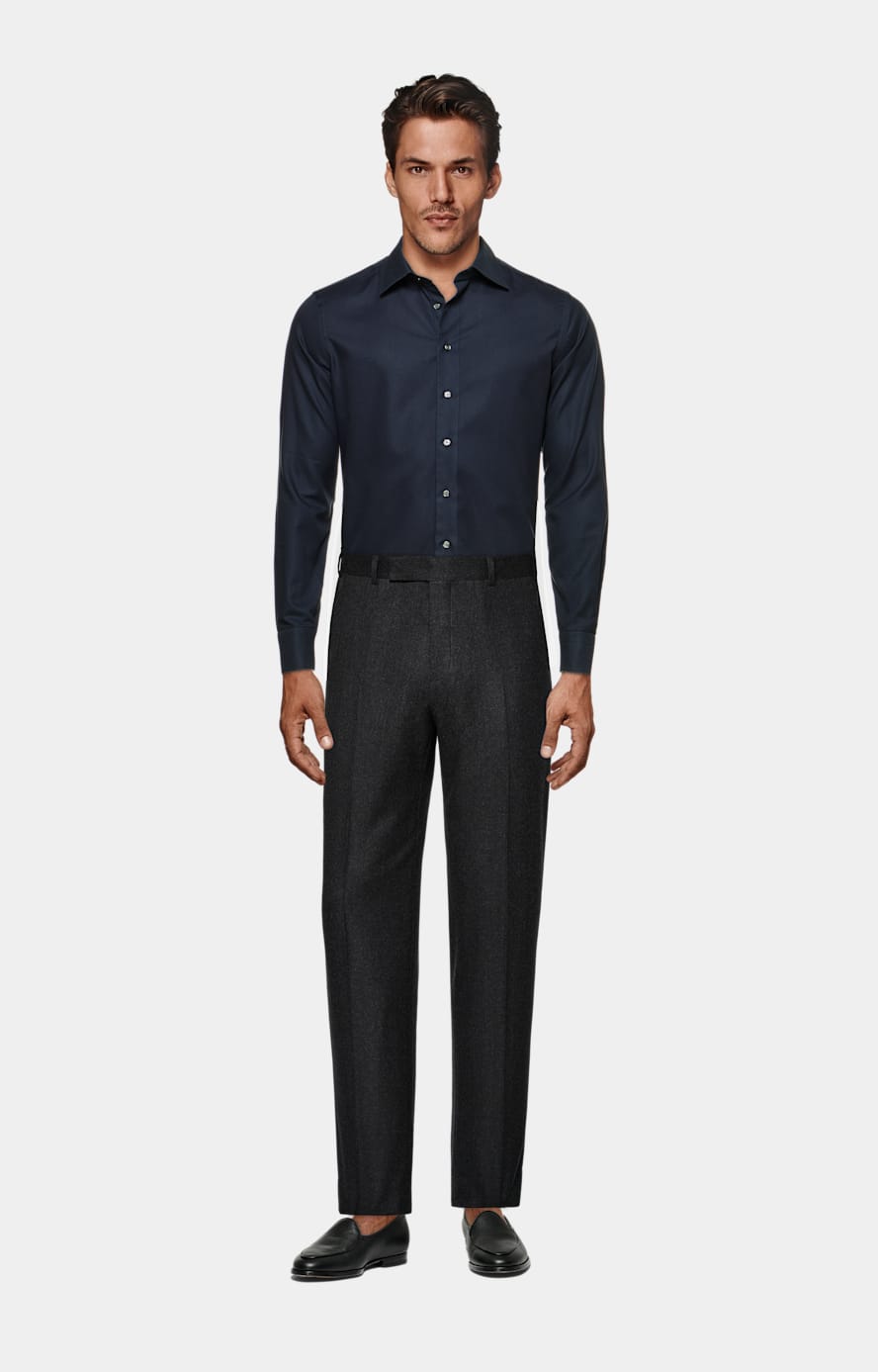 Dark Grey Straight Leg Suit Trousers
