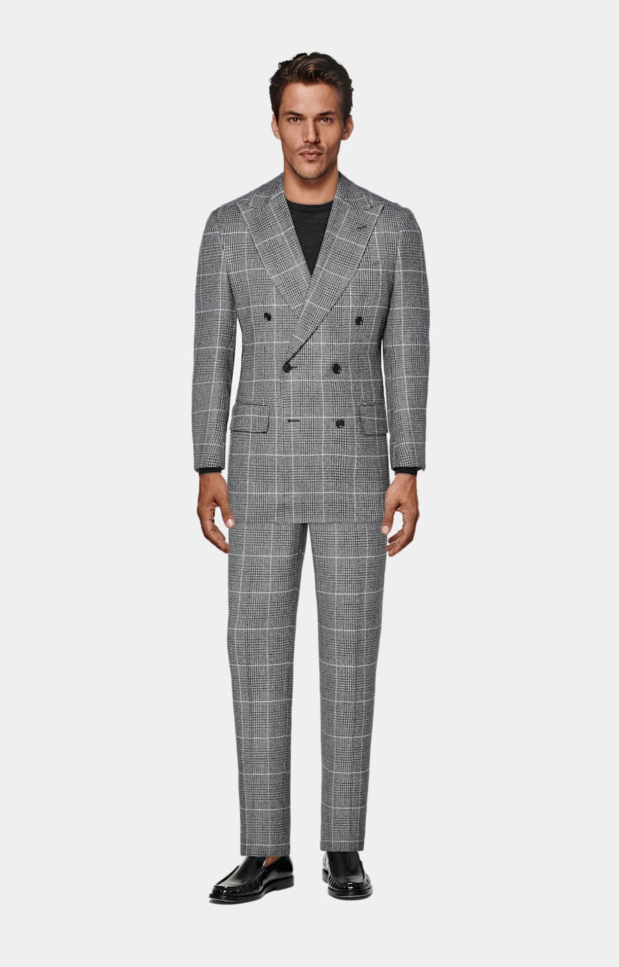 Mid Grey Checked Tailored Fit Milano Suit