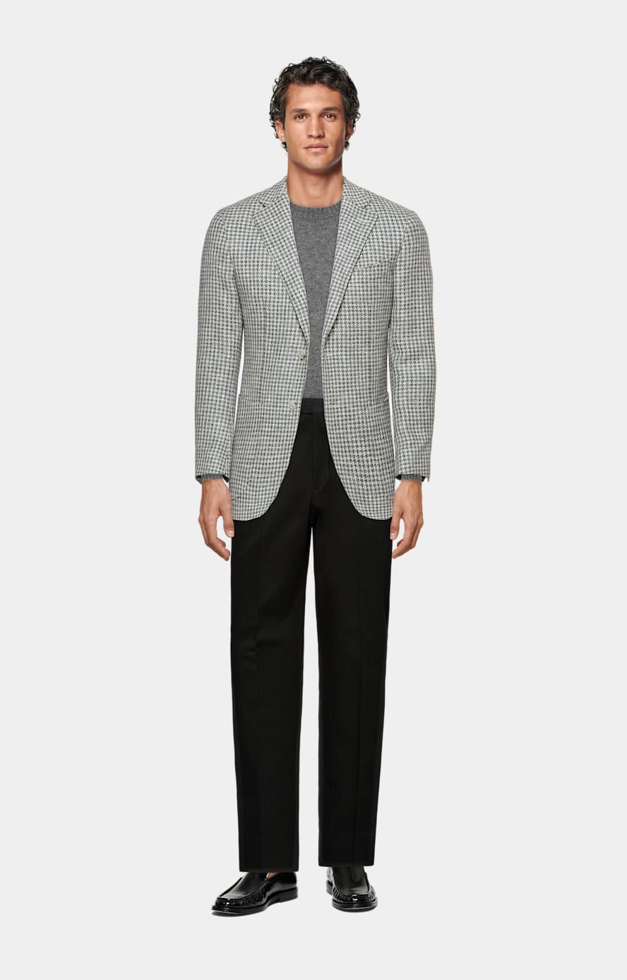 Herringbone Pockets Wide Leg Dress Pants