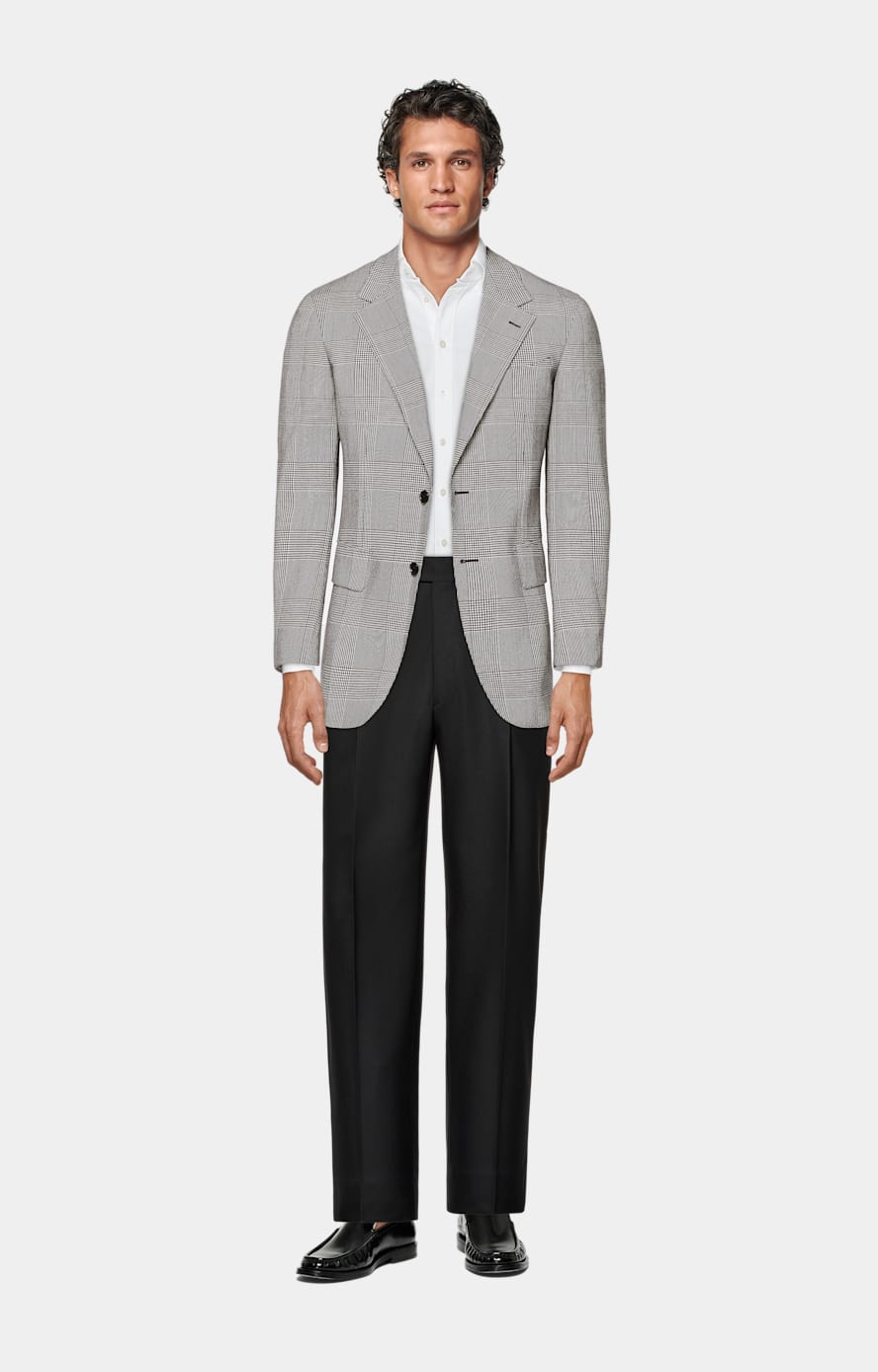 Black Checked Tailored Fit Milano Blazer in Pure Wool SUITSUPPLY SUITSUPPLY Denmark
